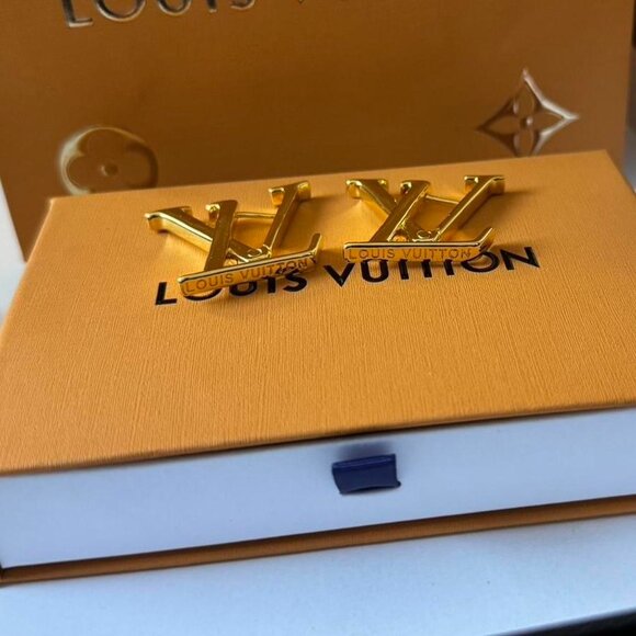 LV Louis Vuitton gold earrings - Picture 2 of 3